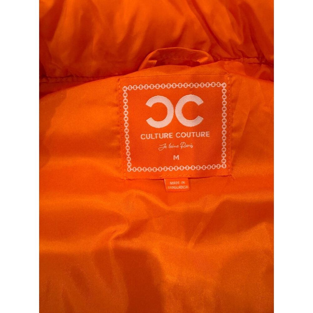 Orange Puffer Vest W/High Neck By Culture Couture M 100% Polyester Lightweight D - Picture 6 of 8